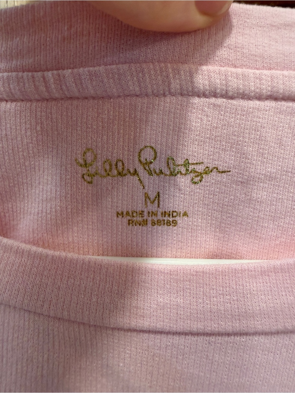 Lilly Pulitzer pink long sleeve top with beaded love design. Size M - Picture 3 of 5
